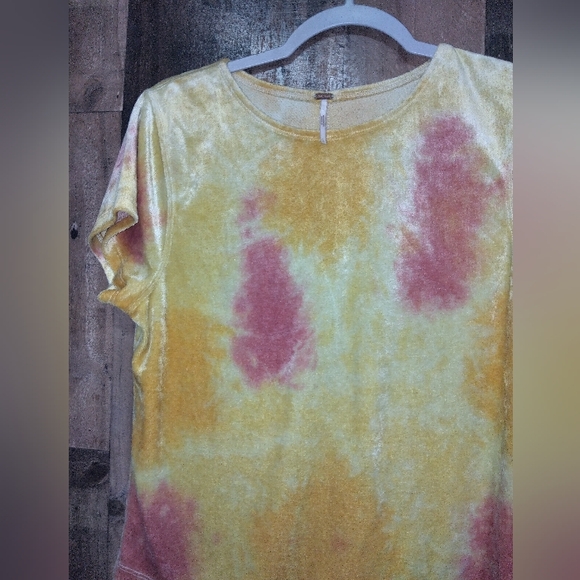 Free People Bright Eyes Velvet Woman's Top Sunshine Combo (yellow) Tie Dye Large - Picture 5 of 8